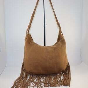 Margot Genuine Leather Suede Fringe Shoulder Bag Boho Brown